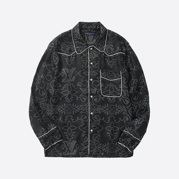 Louis Vuitton Print Long Sleeve Silk Pajama Overshirt