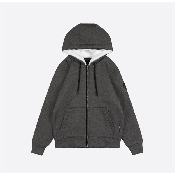 Moose Knuckles/Scissors 22FW Classic Bunny Arm Logo Lamb Hooded Jacket Gray