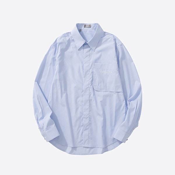 Christian Dior Couture Embroidered Shirt in Blue Stripes