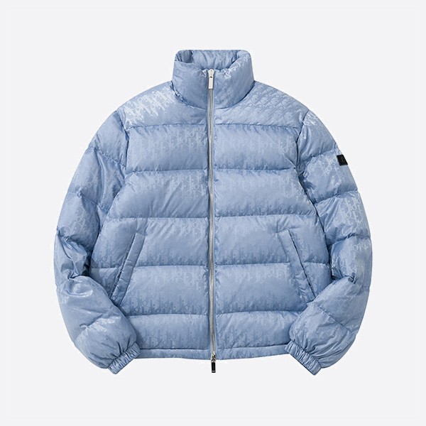Dior Oblique Down Jacket in Blue Nylon and Jacquard