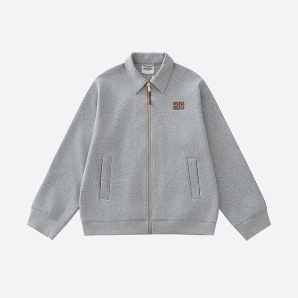 Miu Miu Leather Logo Zip Jacket