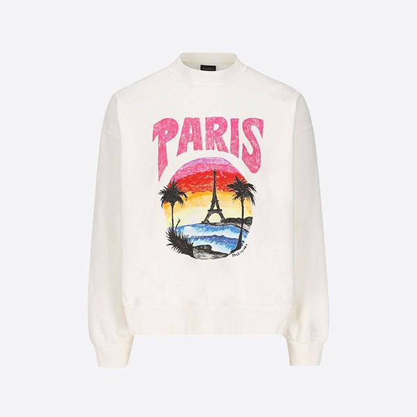 Balenciaga Paris Tropical Round Sweatshirt in White
