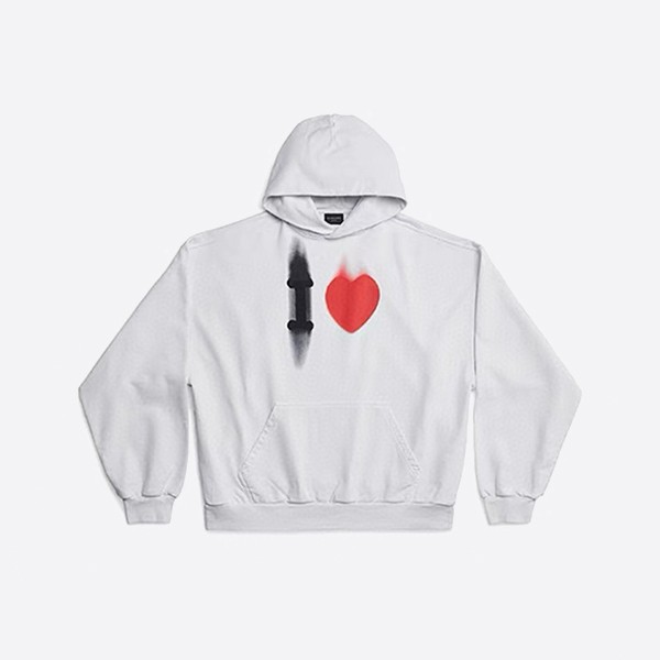 Balenciaga I Love Hoodie, Medium Fit, White