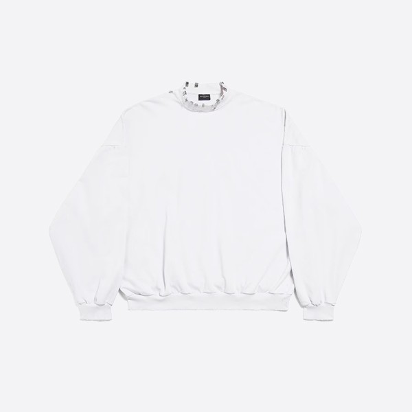 Balenciaga Pierced Round Sweatshirt in Oversized White