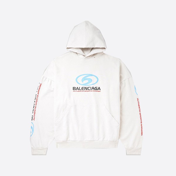 Balenciaga Surfer Logo Print Hoodie in White