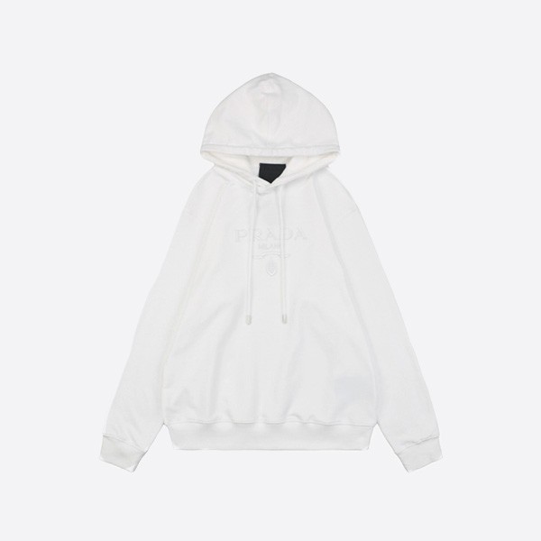 Prada 24Fw Dark Pattern Medal Letter Embroidered Hooded Sweatshirt
