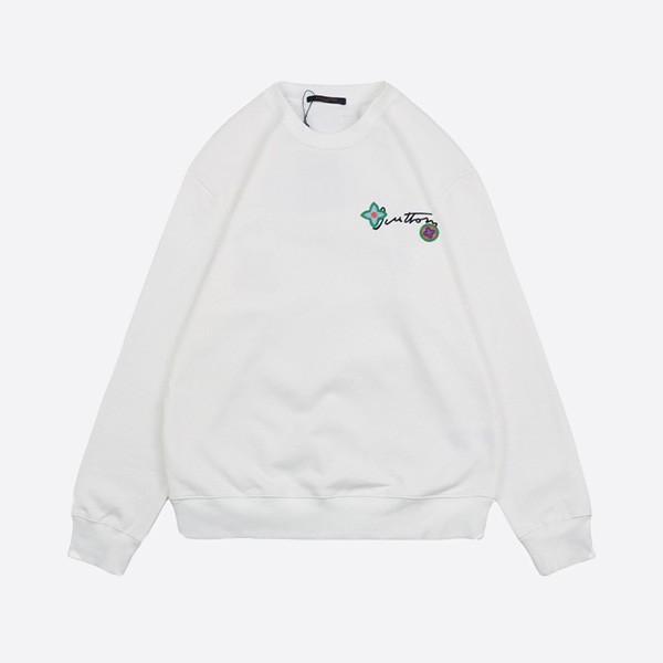 Louis Vuitton 24FW round neck sweatshirt, white, with Presbyopia's signature embroidered on the back