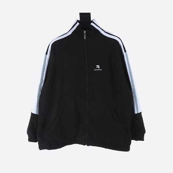 Balenciaga 24FW Sporty B Double Hook Embroidery Stripe Stitch Polar Fleece Cotton Jacket