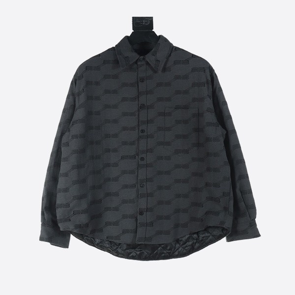 Balenciaga's new classic Double B lock jacquard lapel shirt cotton jacket in black