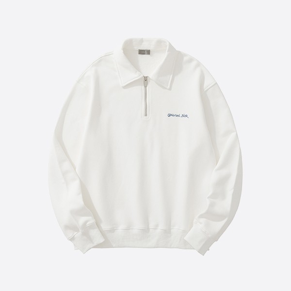 Christian Dior Tag Sweatshirt Zip Collar White