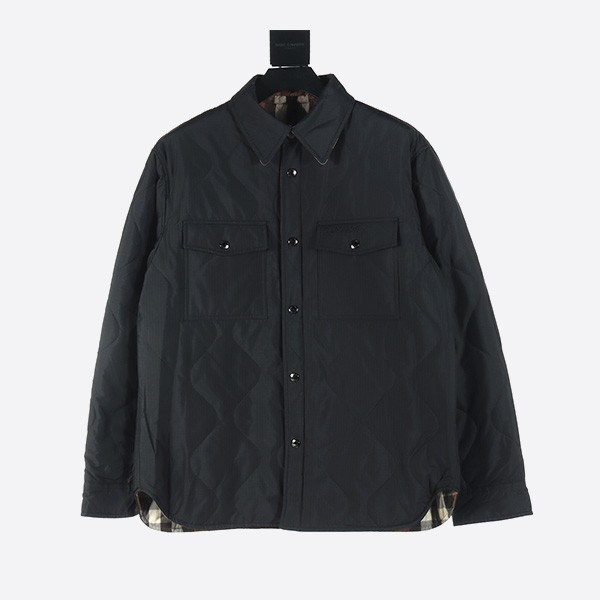 Burberry concave hem checked double-sided cotton jacket in black