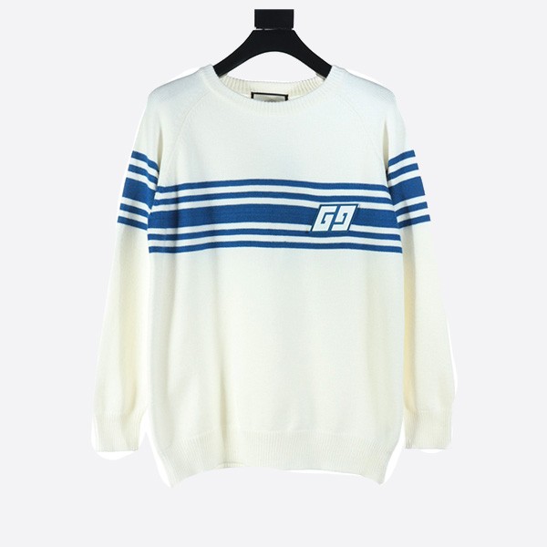 Gucci 24FW Double G Logo Stripe Crew Neck Sweater