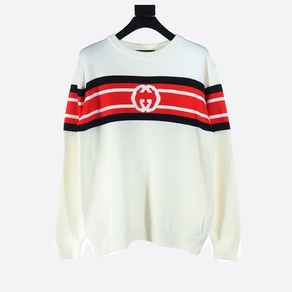 Gucci 24FW Double G Interlocking Stripe Crew Neck Sweater
