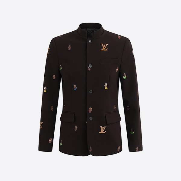 Louis Vuitton Embroidered Tailored Officer's Collar Jacket