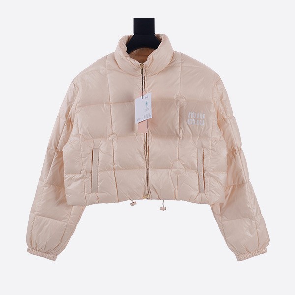 Miu Miu 23FW Check Pan Short Down Jacket in Pink