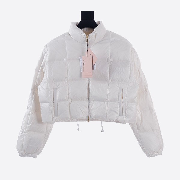 Miu Miu 2023FW Check Pan Short Down Jacket in White