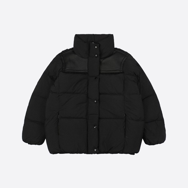 Moncler 24FW Jotty Leather Hooded Down Jacket in Black