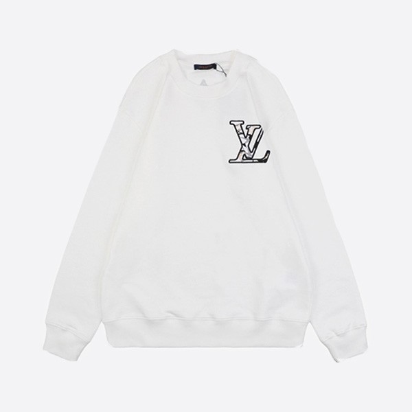 Louis Vuitton 24Fw Rhinestone monogram letter embroidery round neck sweatshirt white
