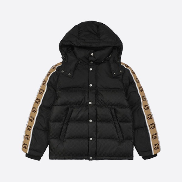 Gucci 2020 Double G Reflective Webbing Hooded Down Jacket