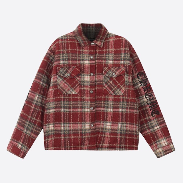 Chrome Hearts Cross Flannel Padded Jacket in Red