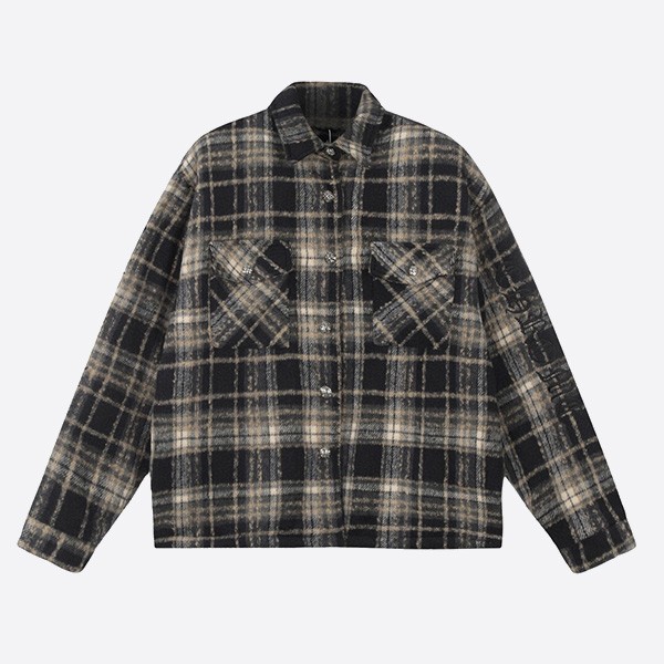 Chrome Hearts Cross Flannel Padded Jacket in Black