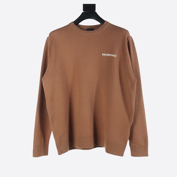 Balenciaga Classic Cola Jacquard Wool Knit Sweater in Brown