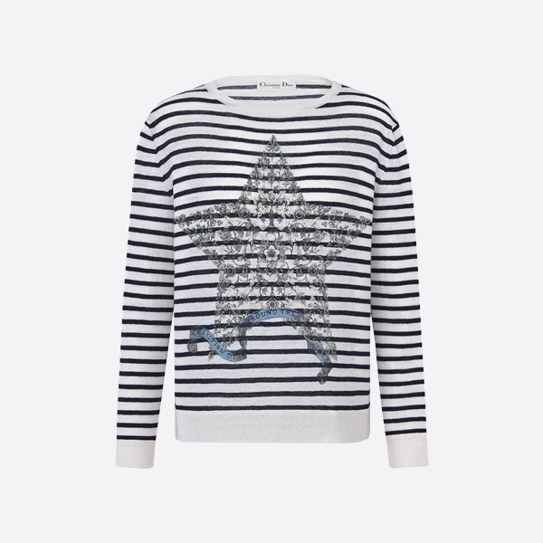 Dior Navy Stripe Star Floral Print Sweater 514S51A7012_X5883