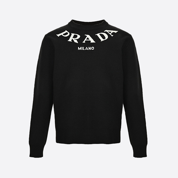 Prada Jacquard Letter Logo Crew Neck Sweater