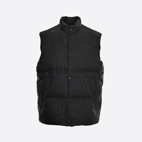 Dior all-over print dark pattern jacquard stand-collar down vest