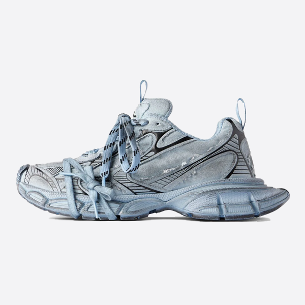 Balenciaga 3XL Distressed Canvas Blue Dad Shoes 734734W3XDC4000