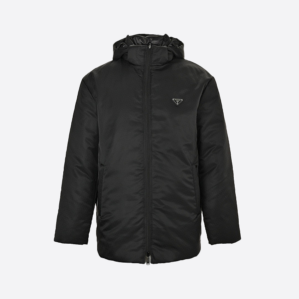 Prada triangle logo nylon bag and double-sided hooded down jacket