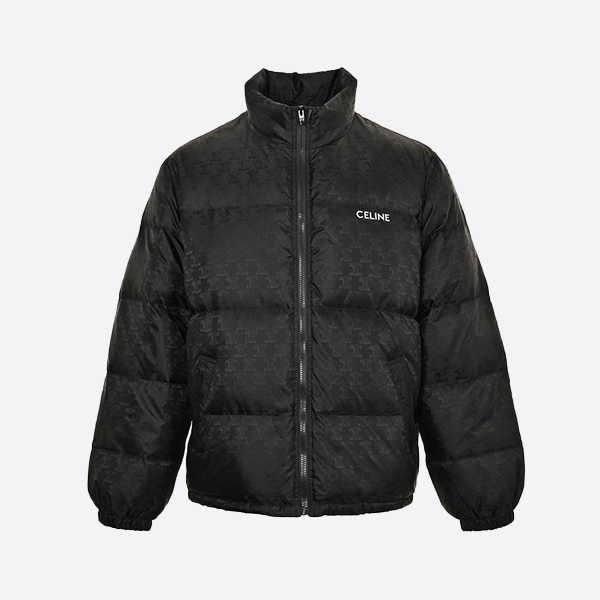 Celine Arc de Triomphe dark print stand-collar down jacket