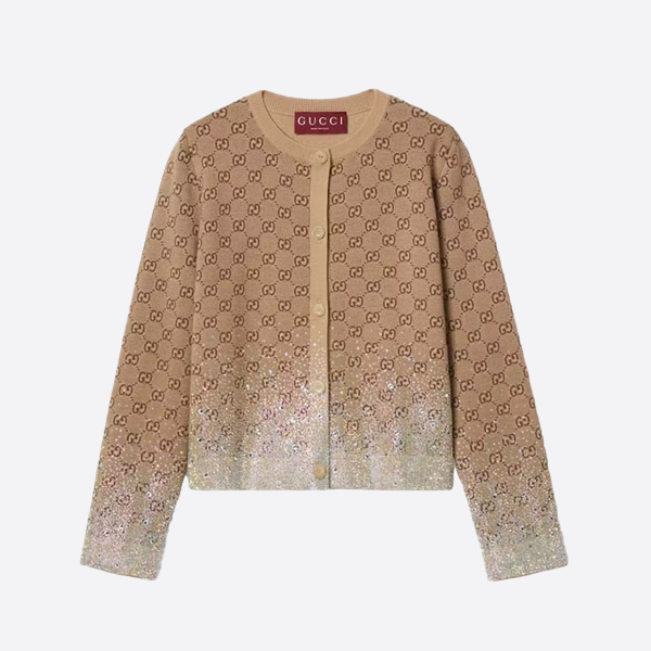 Gucci Hot Diamonds Round Neck Long Sleeve Cardigan 813850 XKEJG 9868
