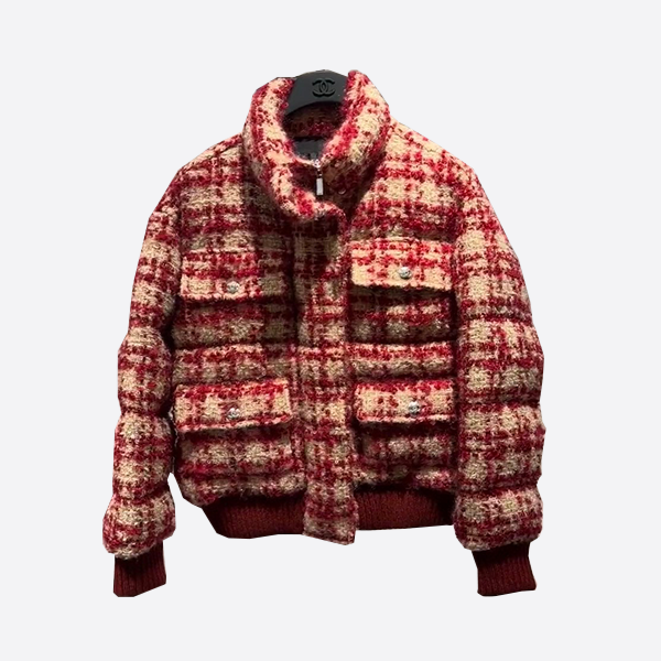 Chanel stand collar snap button down jacket