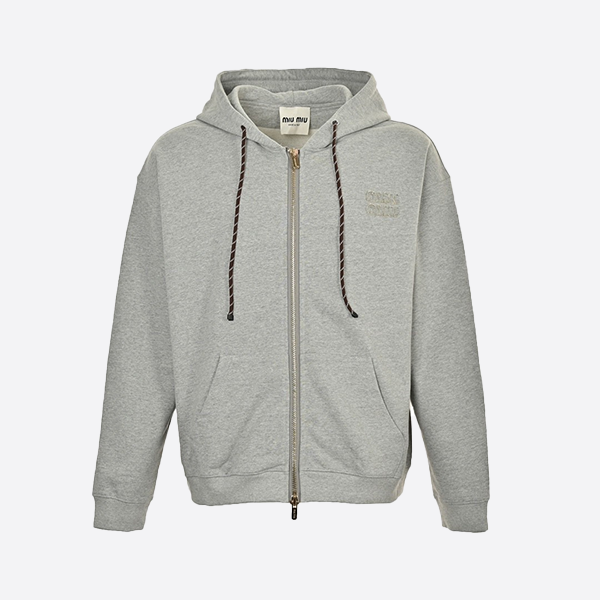 Miu Miu Patchwork Embroidered Lettering Zip-Up Jacket 60280