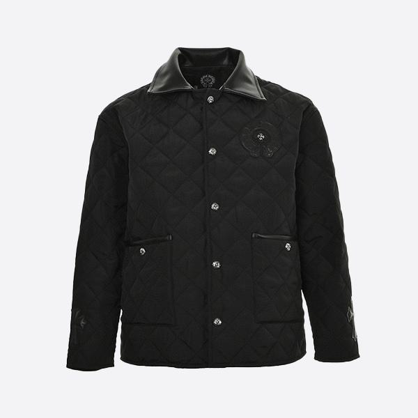 Chrome Hearts Leather Horseshoe Logo Silver Buckle Cotton Jacket