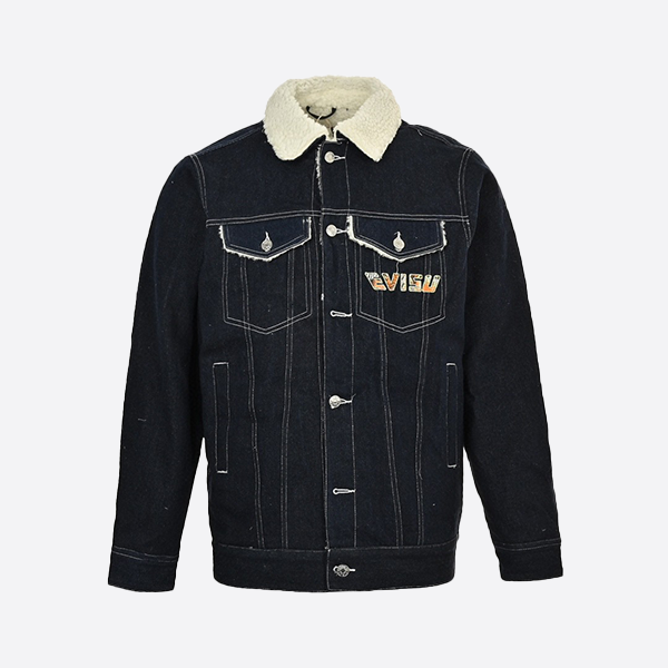 Evisu Embroidered Large M Sherpa Denim Jacket