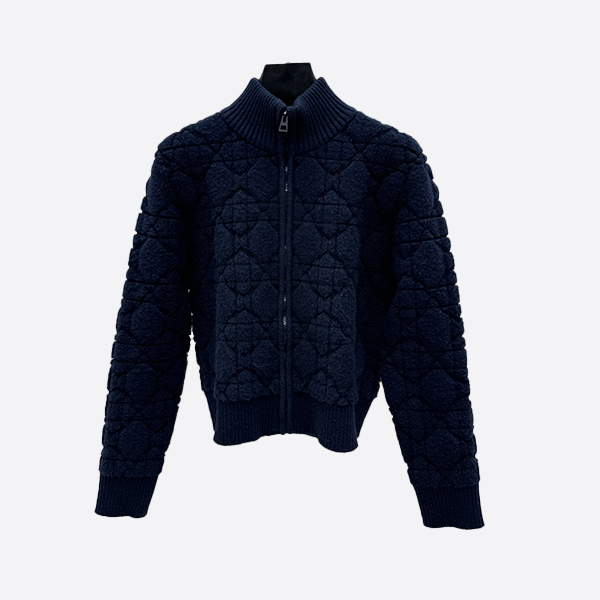 Dior Stand Collar Diamond Knit Zipper Jacket
