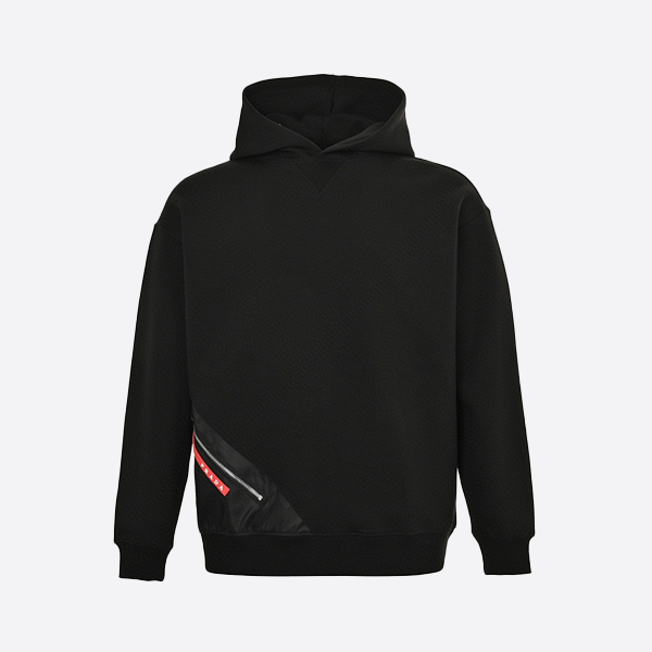Prada Red Zipper Pocket Hooded Sweatshirt