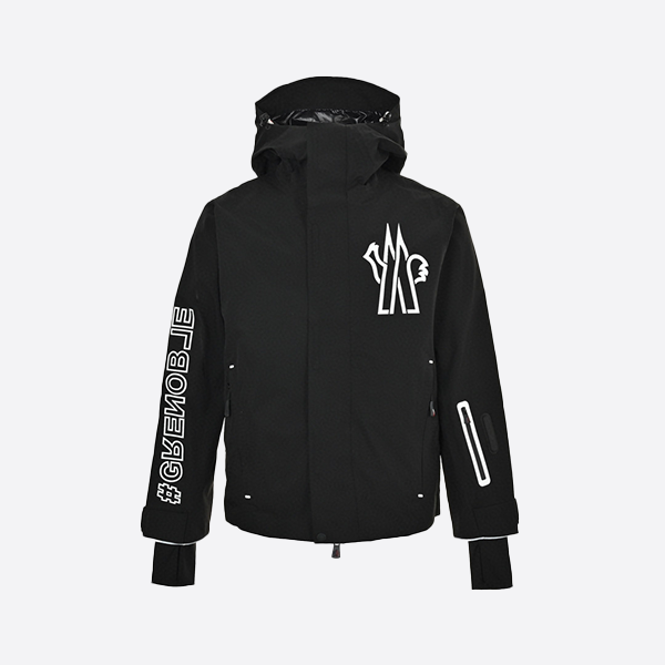 Moncler large logo hooded ski suit