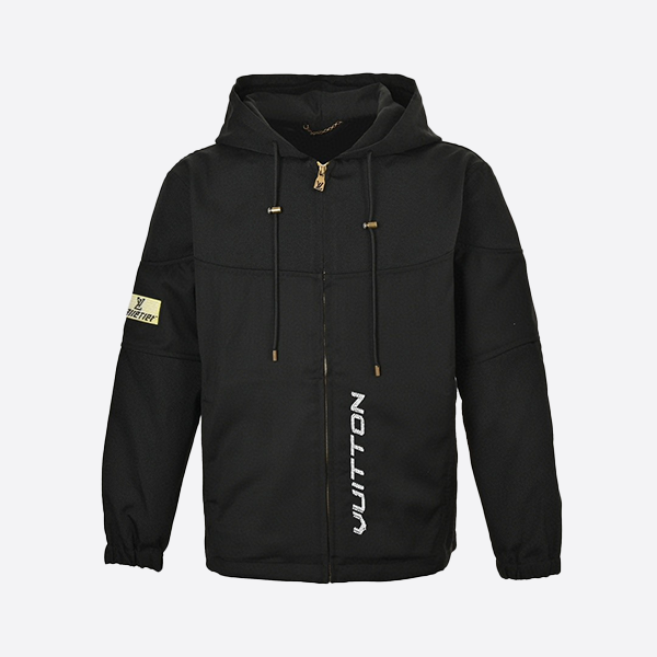 Louis Vuitton Beaded Logo Zip-Up Hooded Jacket