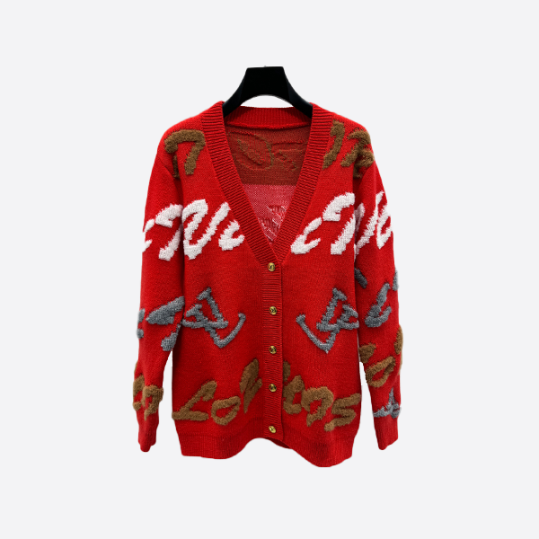 Louis Vuitton Monogram Jacquard V-Neck Knit Cardigan