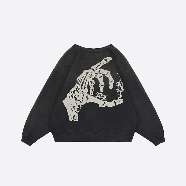 St. Michael 24FW Fingerbone Print Crew Neck Sweatshirt