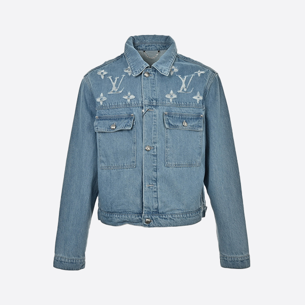 Louis Vuitton 2024 Fall/Winter Washed Monogram Ripped Denim Jacket