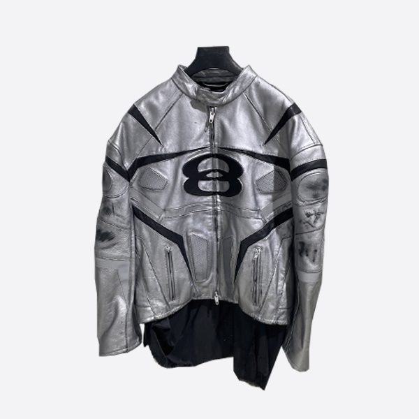 バレンシアガ バイカー ボンバー ジャケット シルバー