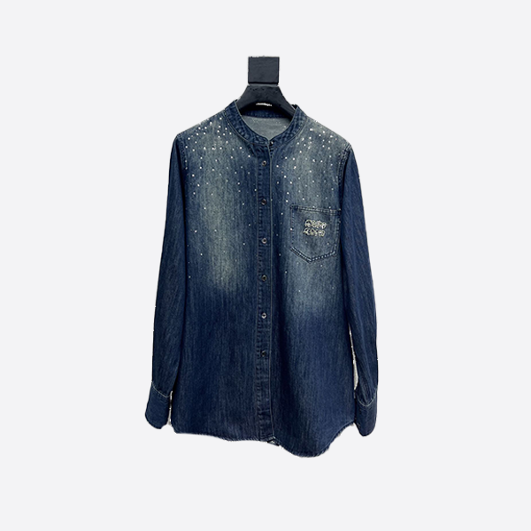 Miu Miu rhinestone denim shirt jacket