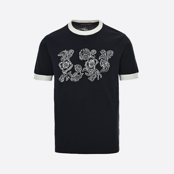 Louis Vuitton 2025 Spring/Summer Floral Jacquard Logo Knit Short Sleeve