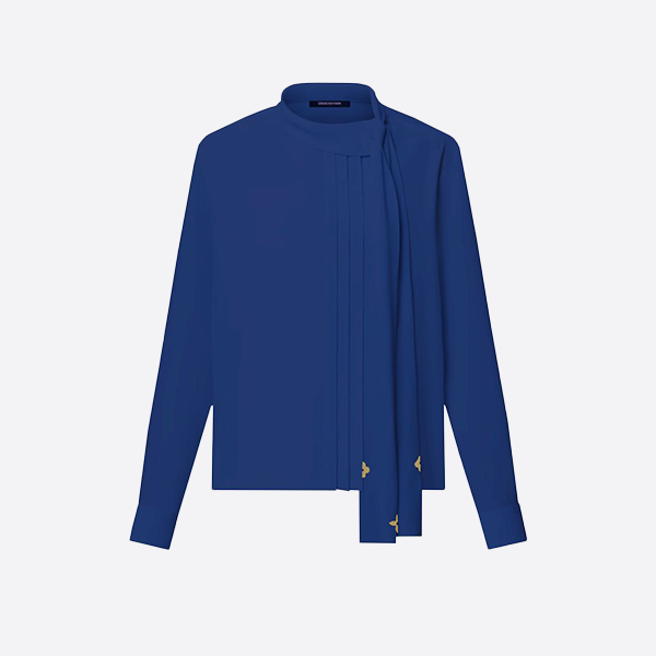 Louis Vuitton Ribbon Bow Stand Collar Shirt