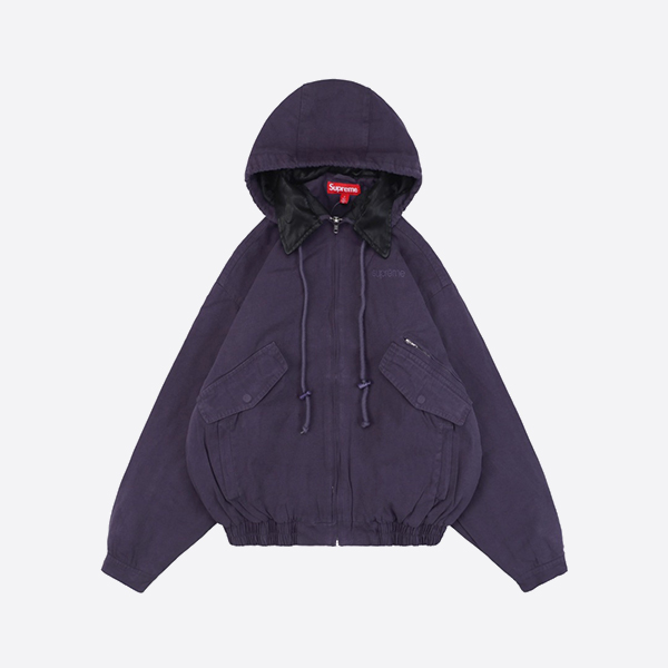 Supreme Leather Collar Utility Jacket in Purple