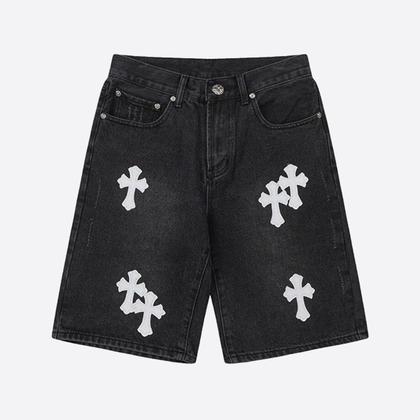 Chrome Hearts denim shorts in black and white